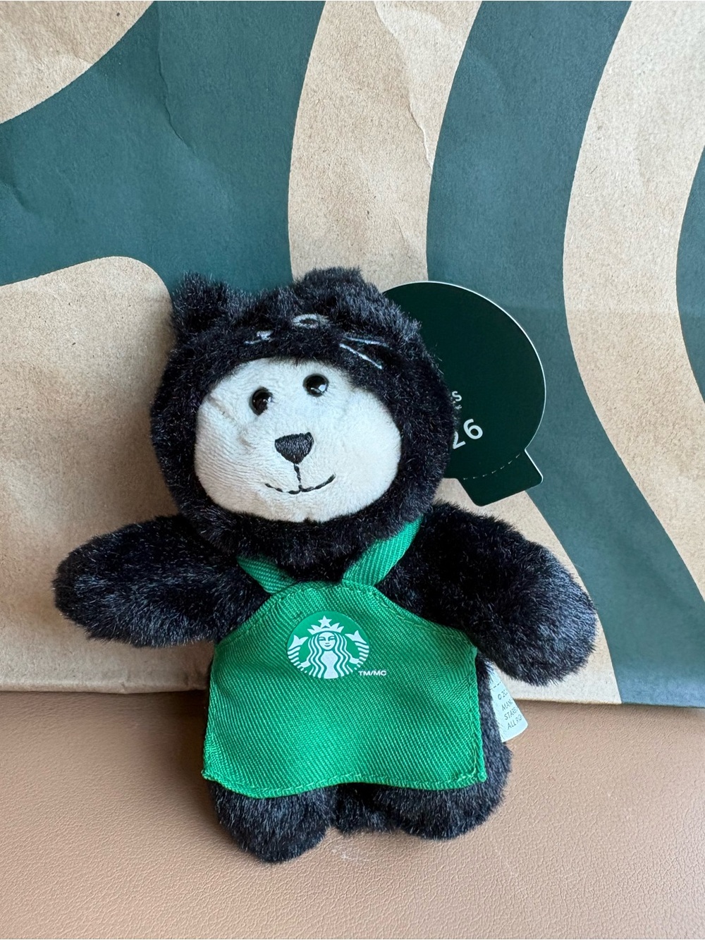 Starbucks Black Bear Plush with Green Apron
